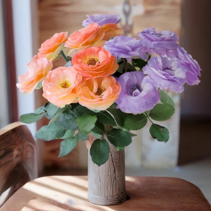 Two color garden rose bouquet